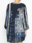 Платье мини из вискозы с принтом полоска и цветы Elena Miro  –  МодельВерхНиз1