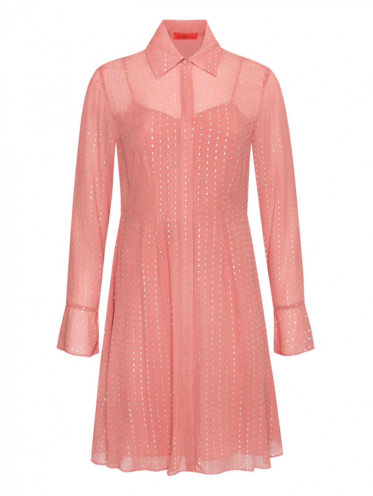 Платье из смешанной вискозы с узором Max&Co  –  Общий вид  – Цвет:  Розовый