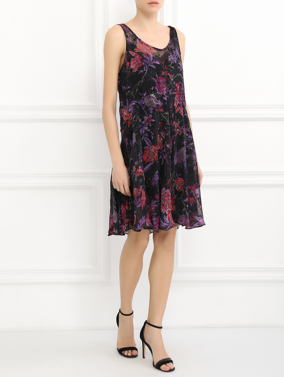 Платье из шелка с цветочным узором Etro  –  Модель Общий вид  – Цвет:  Фиолетовый