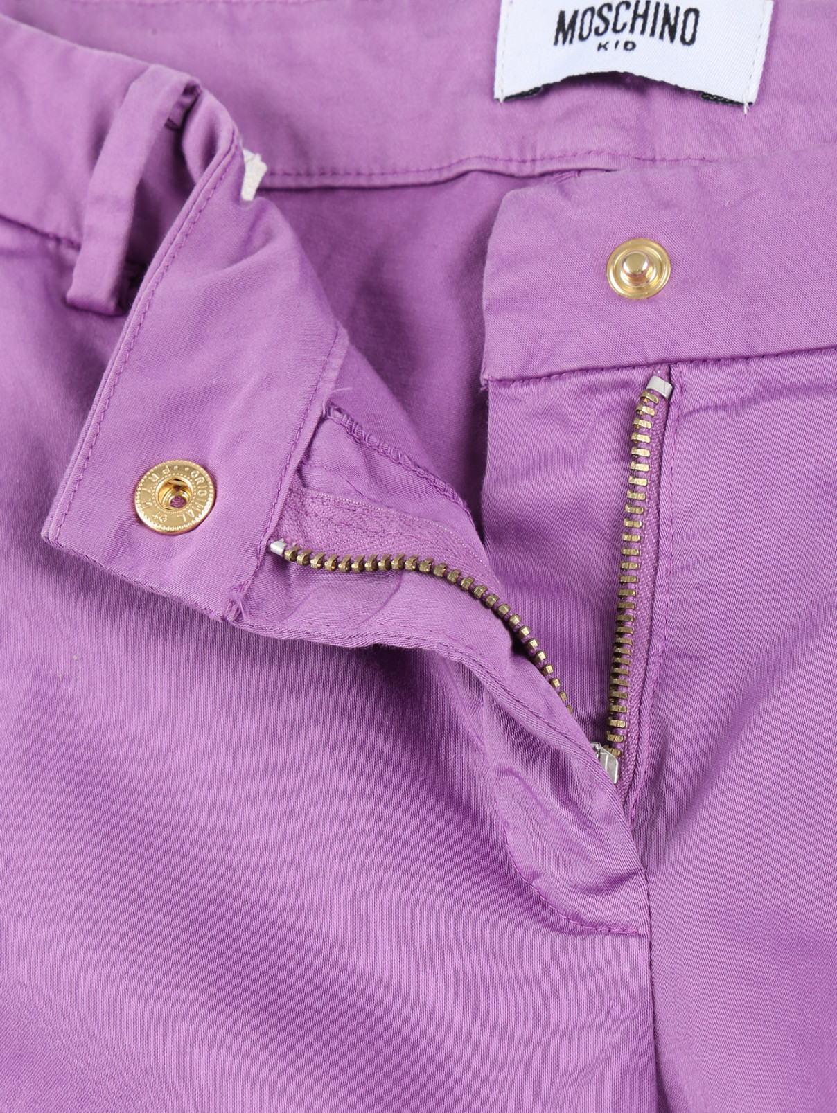 Зауженные брюки из хлопка Moschino  –  Деталь  – Цвет:  Фиолетовый