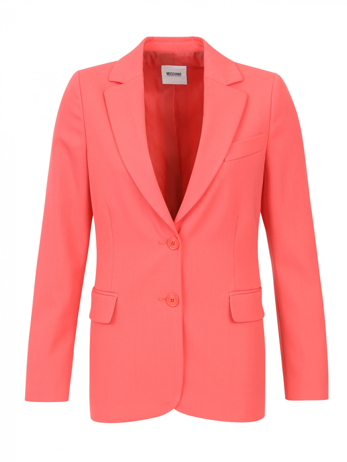 Пиджак однотонный с отложным воротником Moschino Cheap&Chic  –  Общий вид  – Цвет:  Розовый