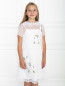 Платье из шелка с цветочной аппликацией MiMiSol  –  МодельВерхНиз