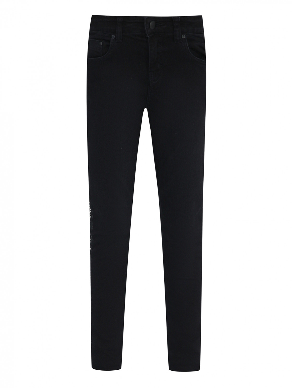 Прямые джинсы с лампасами Karl Lagerfeld  –  Общий вид  – Цвет:  Черный