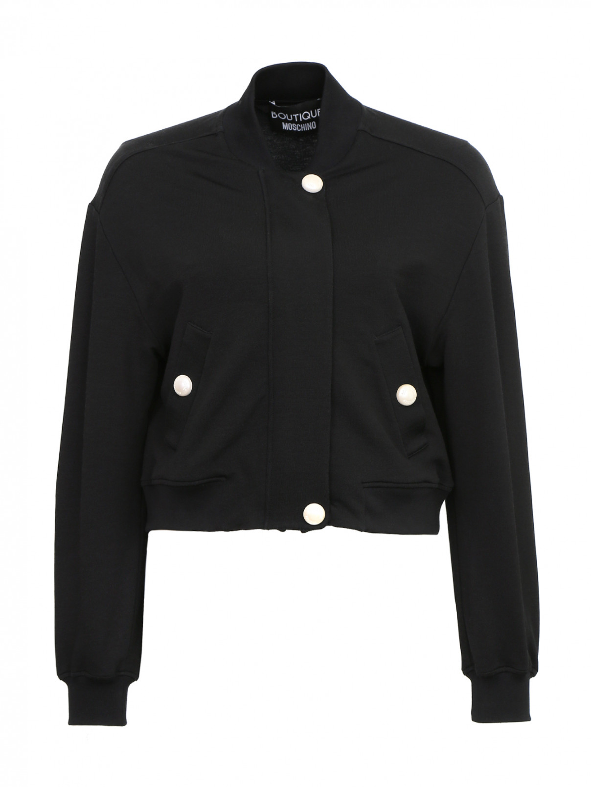 Куртка бомбер с аппликацией на спине Moschino Boutique  –  Общий вид  – Цвет:  Черный