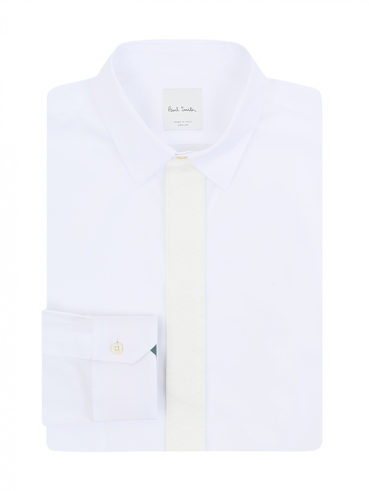 Рубашка из хлопка с фактурной вставкой Paul Smith  –  Общий вид  – Цвет:  Белый