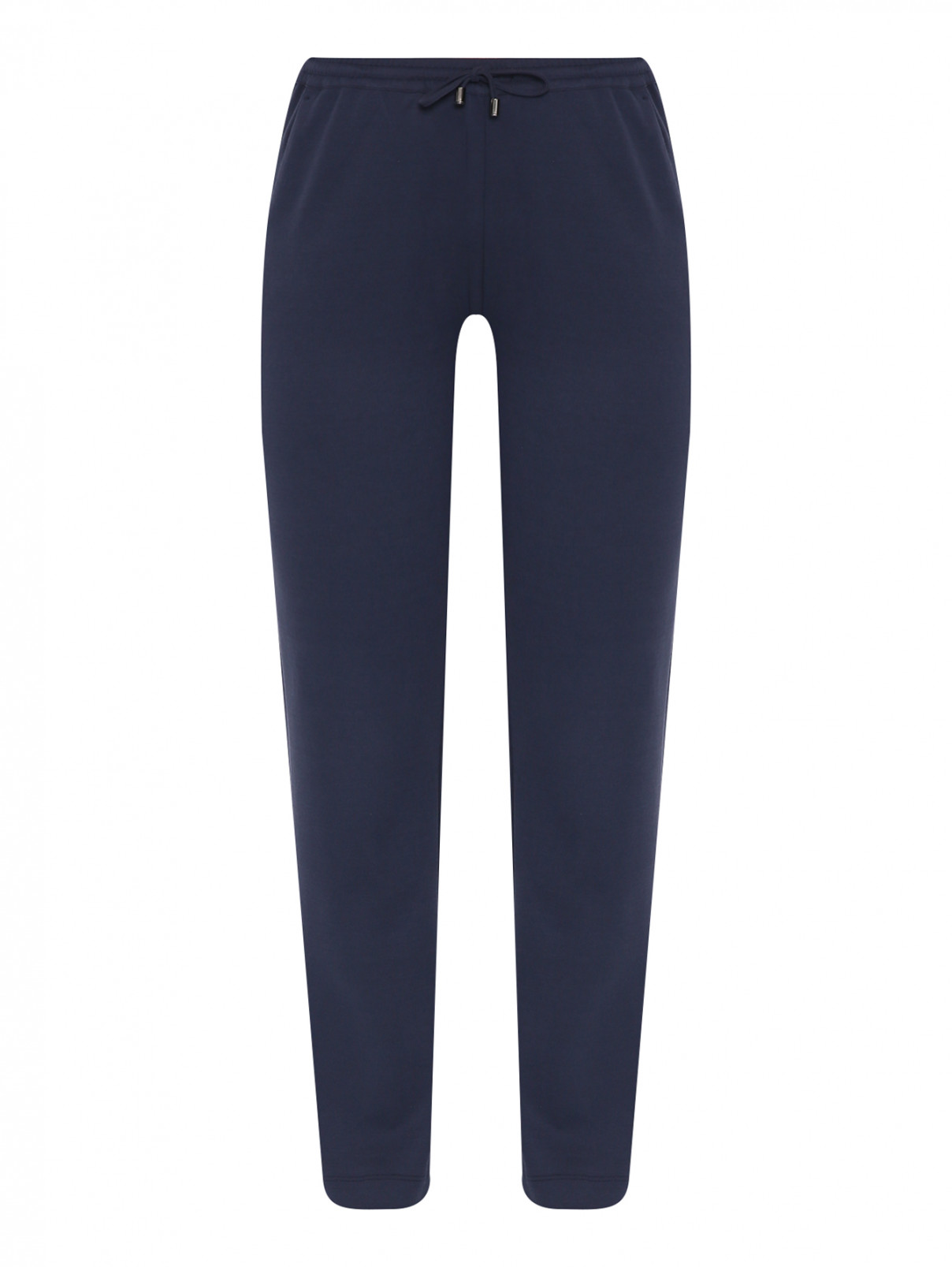 Трикотажные брюки на резинке с карманами Marina Rinaldi  –  Общий вид  – Цвет:  Синий