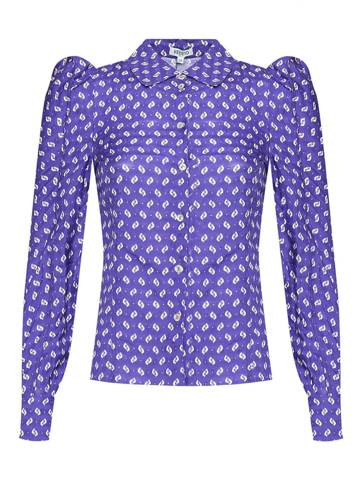 Блуза с контрастным узором Kenzo  –  Общий вид  – Цвет:  Фиолетовый