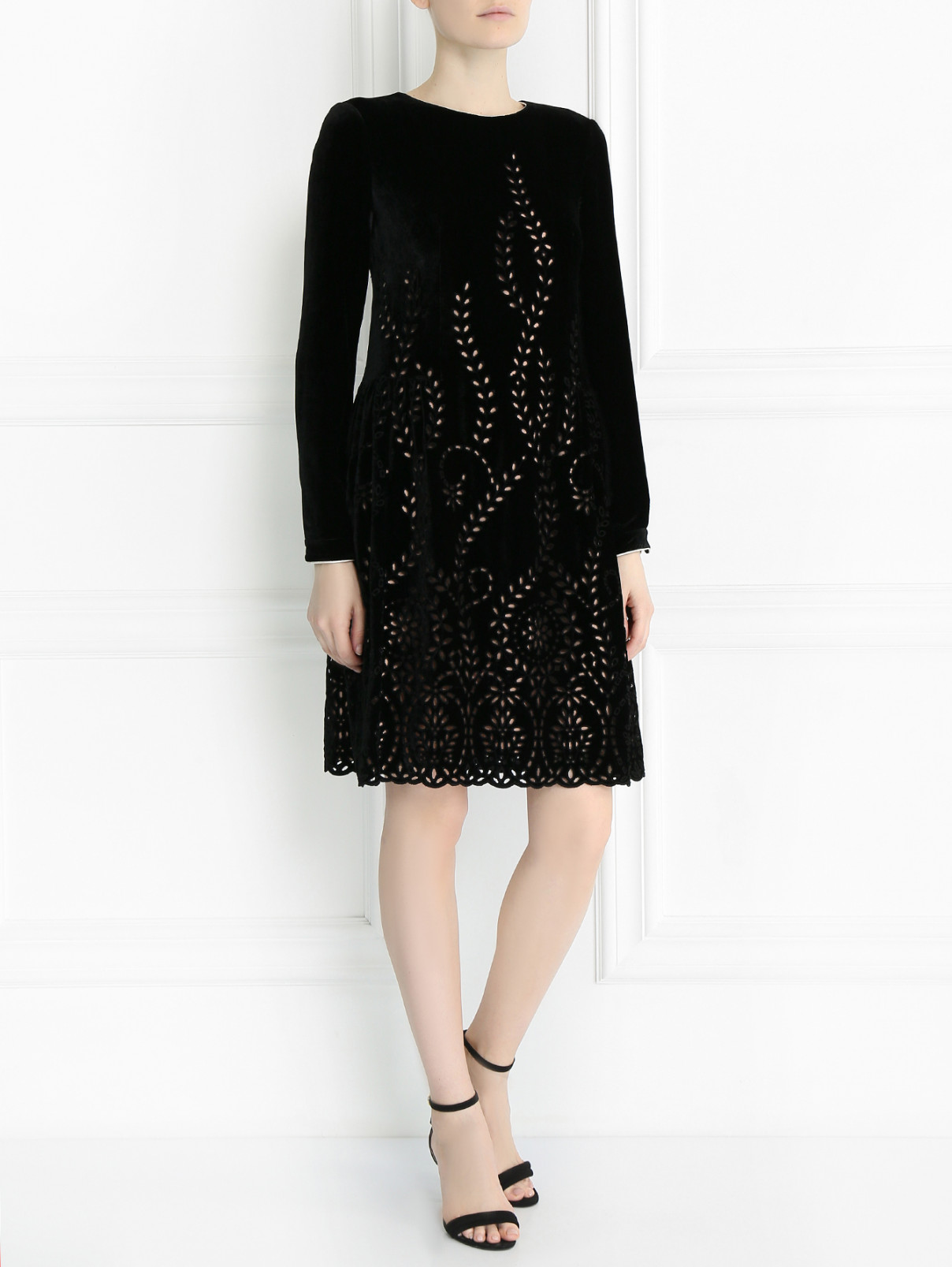 Платье из смешанного шелка Alberta Ferretti  –  Модель Общий вид  – Цвет:  Черный
