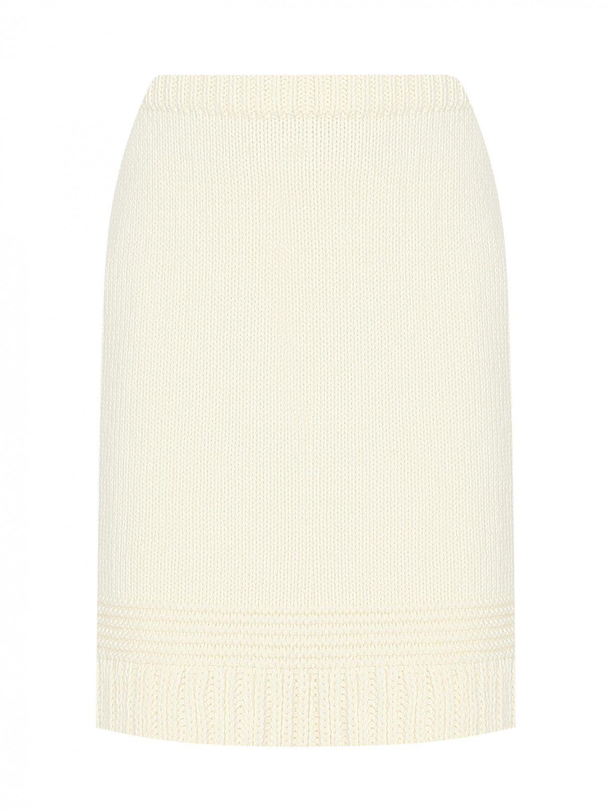 Вязаная юбка из шерсти на резинке Luisa Spagnoli  –  Общий вид  – Цвет:  Белый