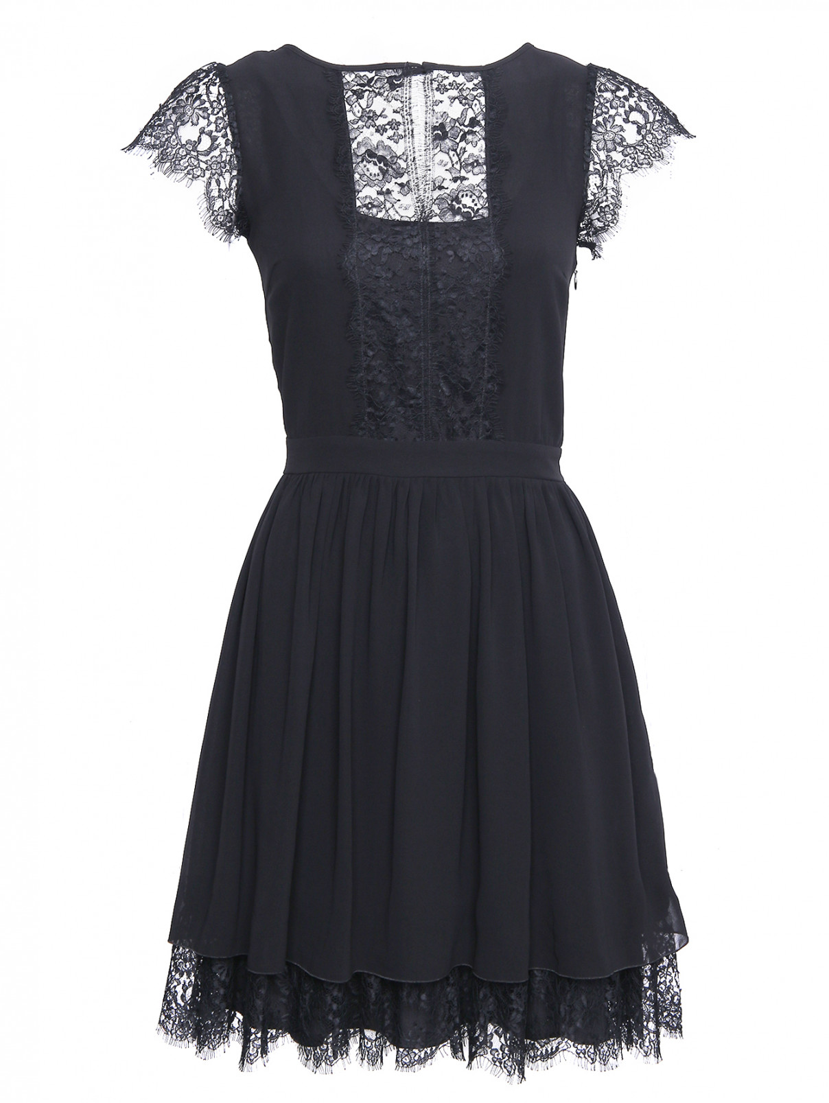 Платье-мини с кружевной отделкой Blugirl  –  Общий вид  – Цвет:  Черный