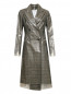 Двубортное пальто из шерсти и винила с узором Calvin Klein 205W39NYC  –  Общий вид