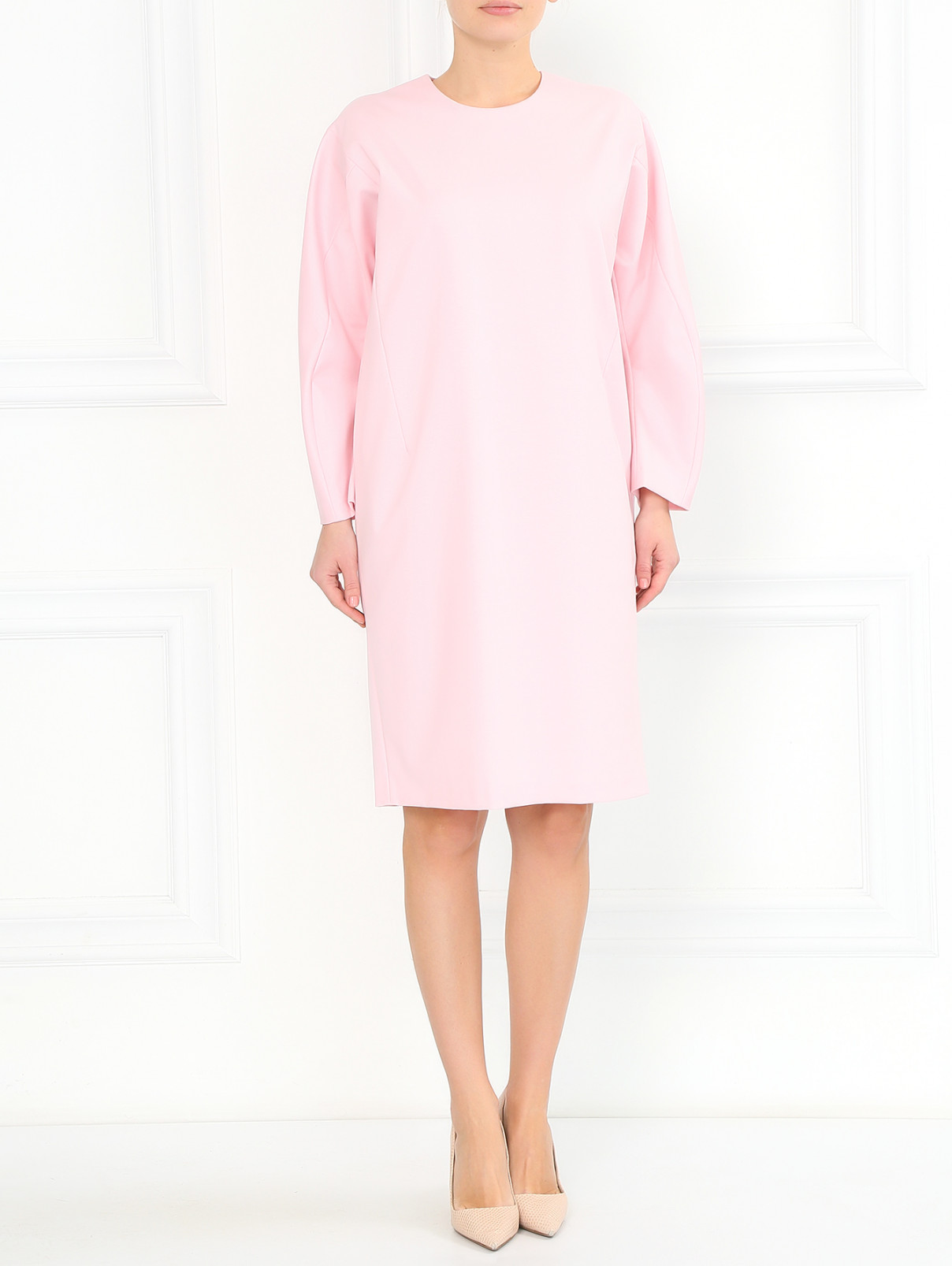 Платье из хлопка свободного кроя с боковыми карманами Jil Sander  –  Модель Общий вид  – Цвет:  Розовый