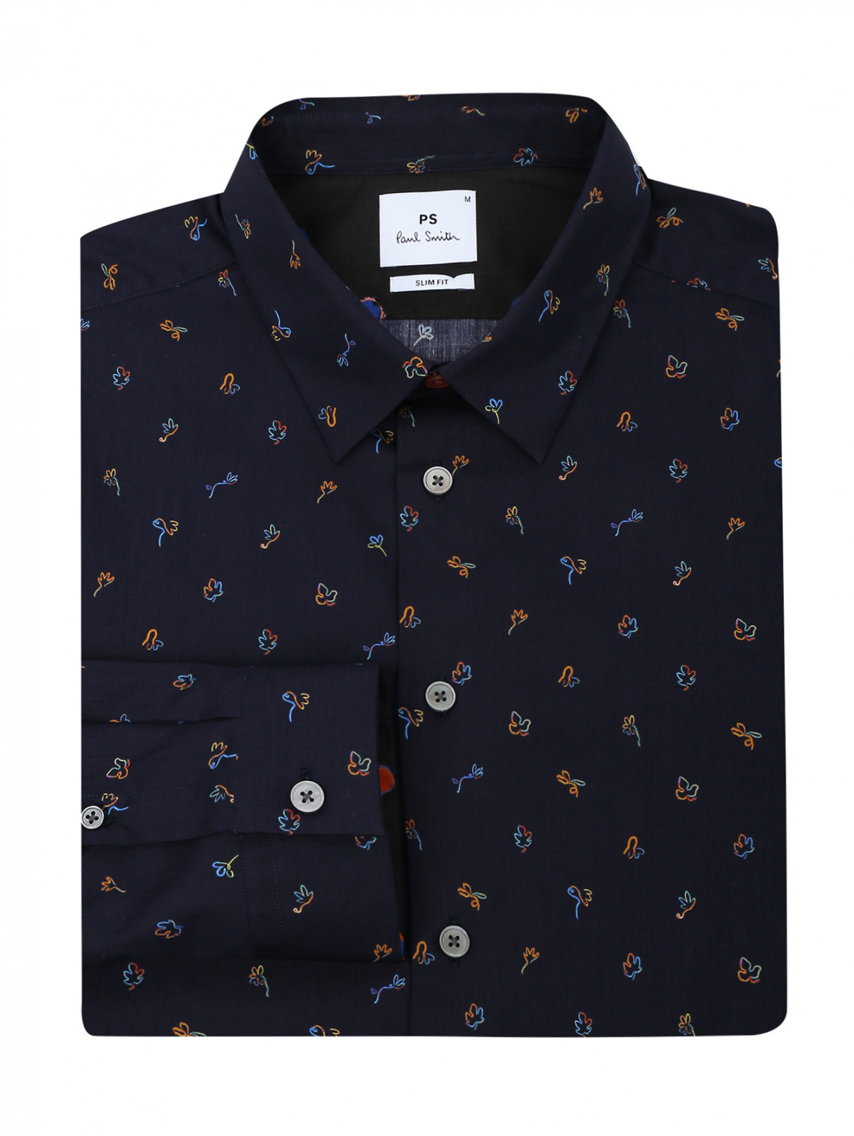 Рубашка из хлопка с узором Paul Smith  –  Общий вид  – Цвет:  Синий