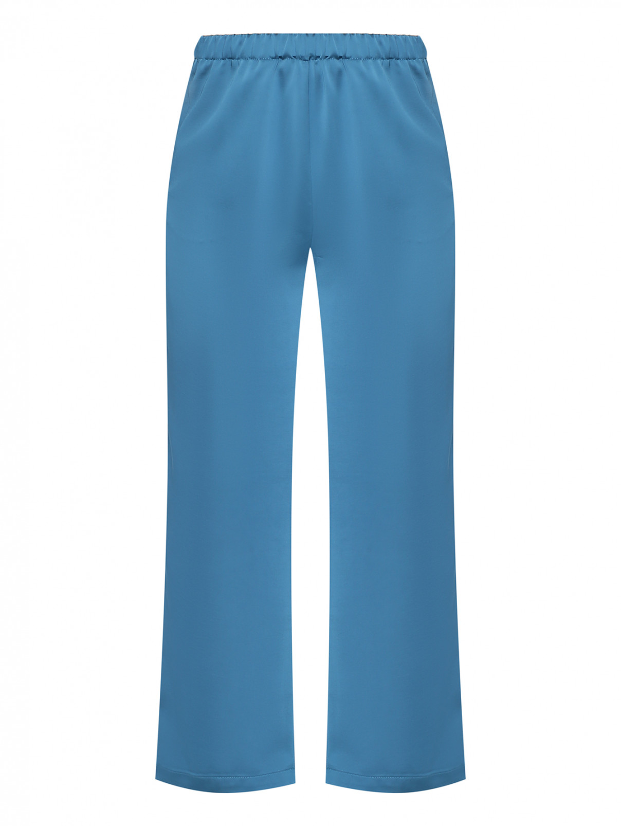 Сатиновые брюки на резинке с карманами Marina Rinaldi  –  Общий вид  – Цвет:  Синий