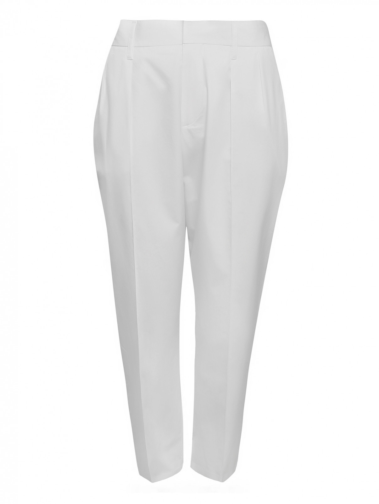 Укороченные брюки из хлопка Barbara Bui  –  Общий вид  – Цвет:  Белый