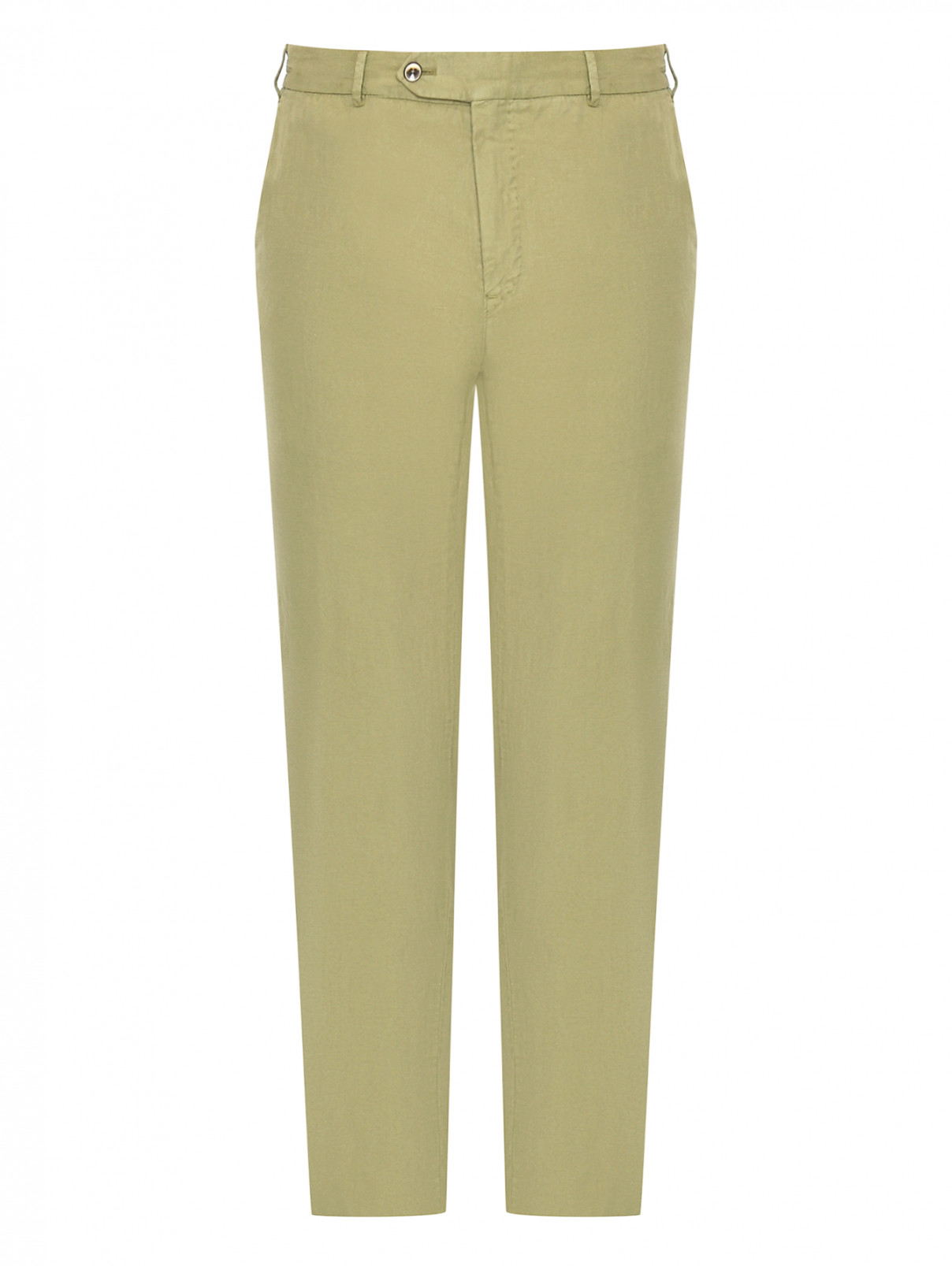 Однотонные брюки прямого кроя с карманами PT Torino  –  Общий вид  – Цвет:  Зеленый