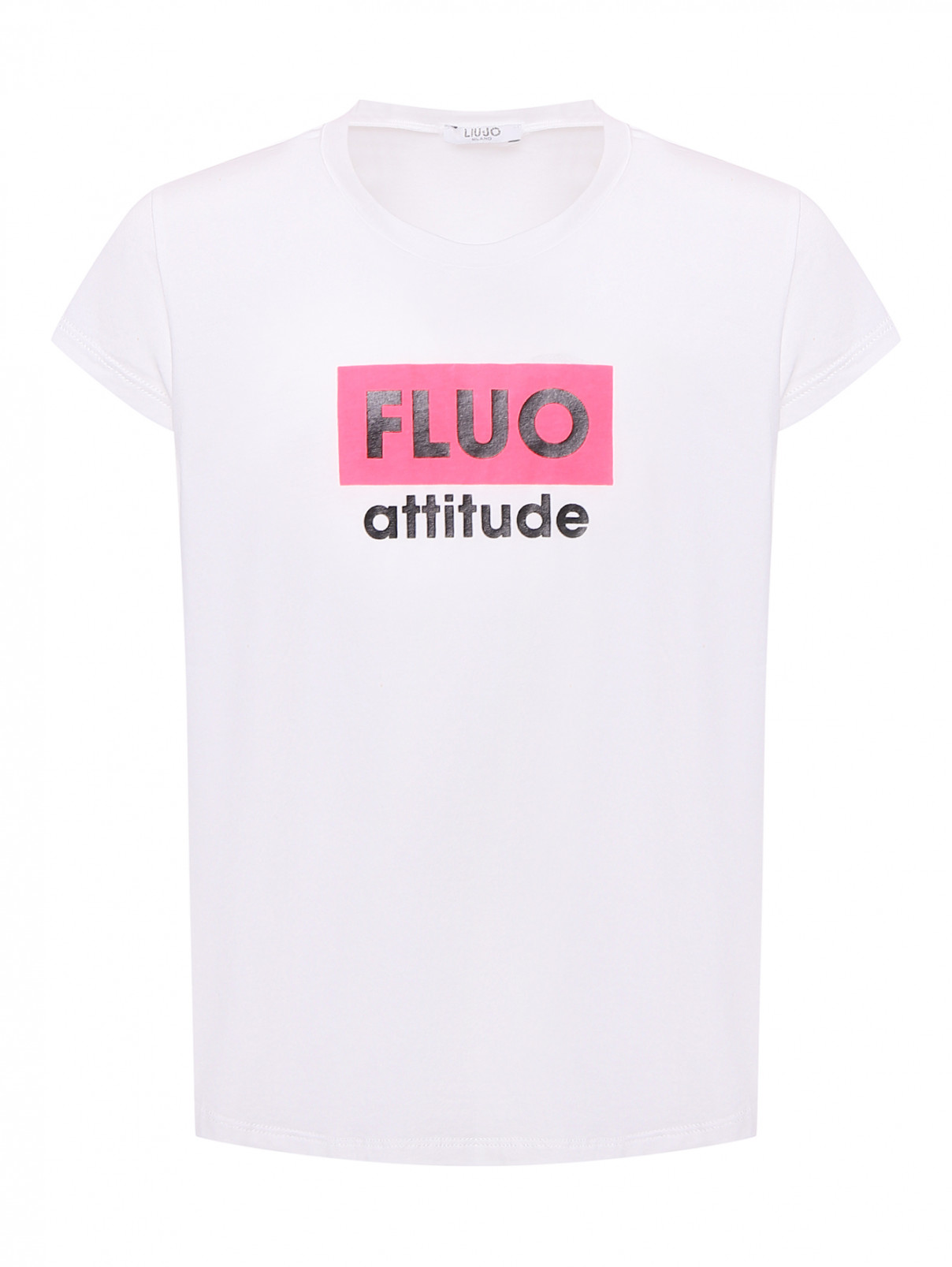 Трикотажная футболка с принтом Liu Jo  –  Общий вид  – Цвет:  Белый