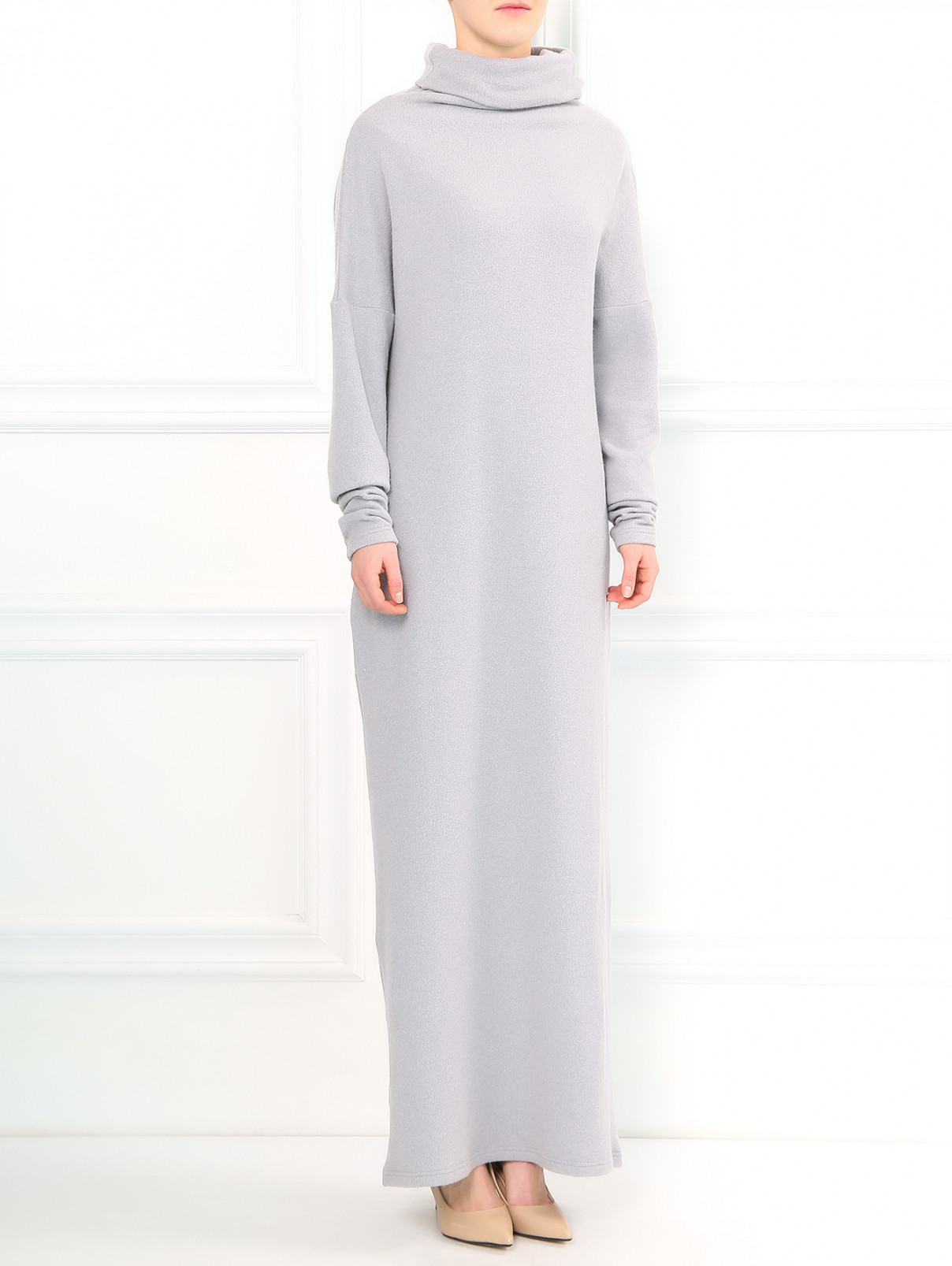Трикотажное платье-макси из смешанной шерсти A La Russe  –  Модель Общий вид  – Цвет:  Серый