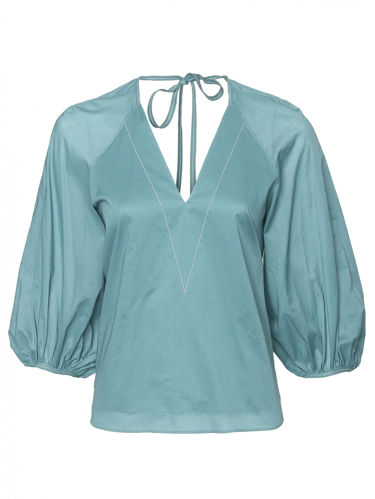 Блуза из хлопка с вырезом на спинке Paul Smith  –  Общий вид  – Цвет:  Зеленый