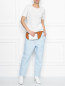 Укороченные джинсы из льна и хлопка с контрастной отделкой Sportmax  –  МодельОбщийВид