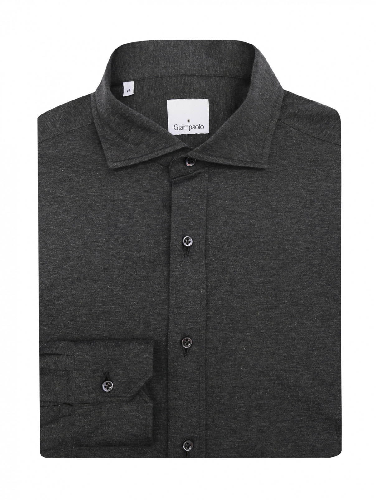 Рубашка из хлопка на пуговицах Giampaolo  –  Общий вид  – Цвет:  Серый