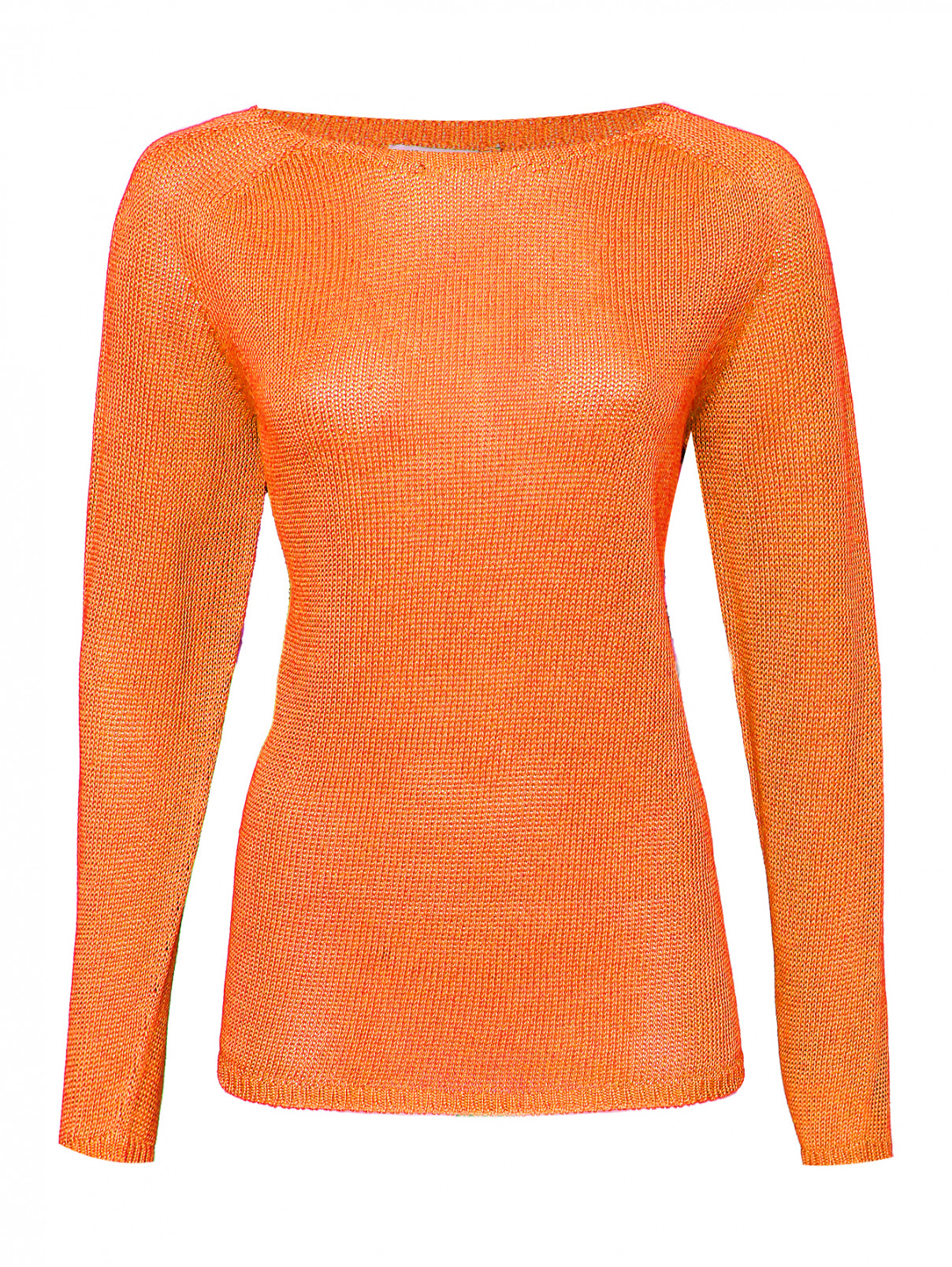 Джемпер из льна свободного кроя Max Mara  –  Общий вид  – Цвет:  Оранжевый