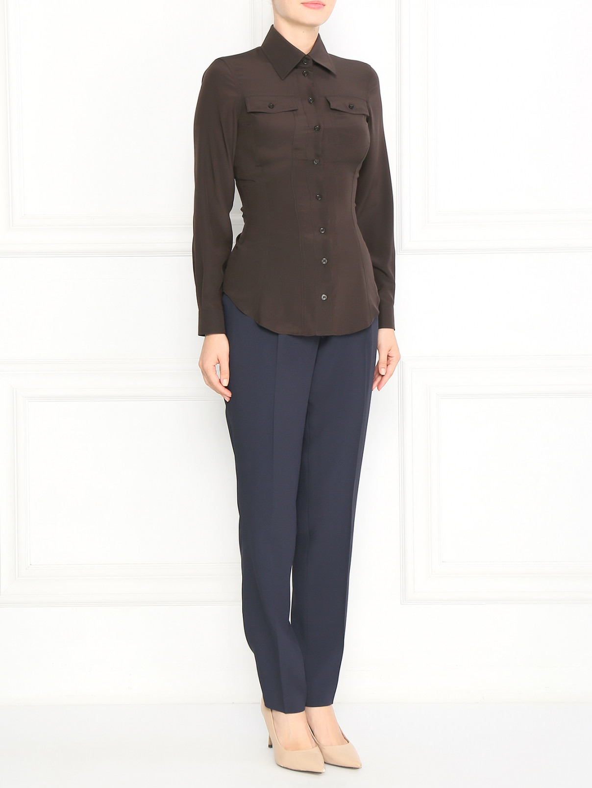 Блуза из шелка Moschino  –  Модель Общий вид  – Цвет:  Коричневый