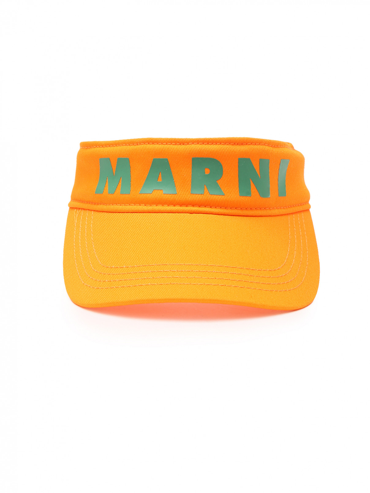 Козырек с принтом из хлопка Marni  –  Общий вид  – Цвет:  Оранжевый