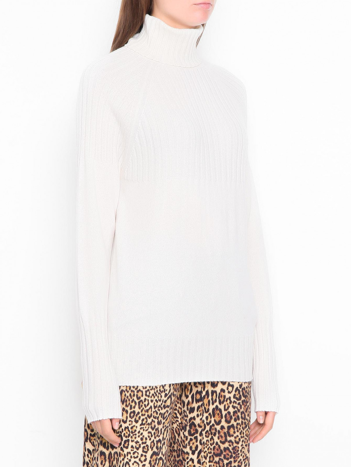 Однотонный свитер из кашемира Malo  –  МодельВерхНиз  – Цвет:  Белый