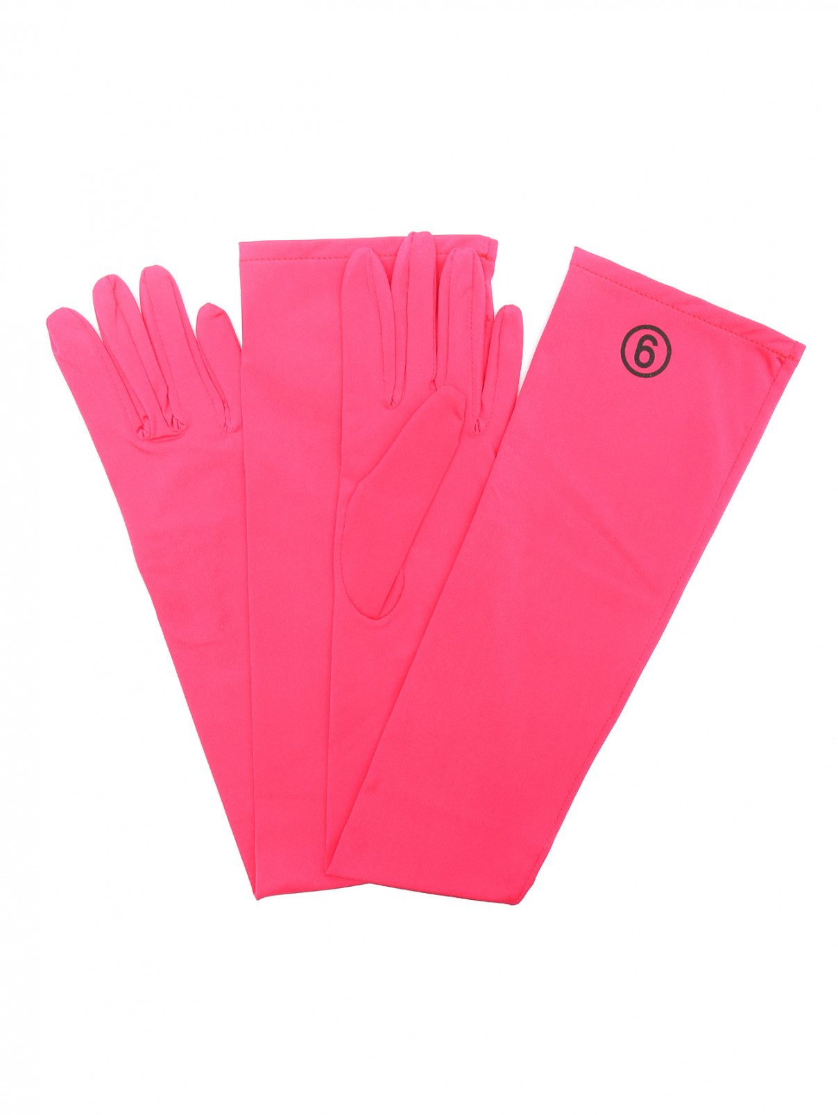 Перчатки из текстиля с принтом MM6  –  Обтравка2  – Цвет:  Розовый