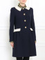 Пальто из шерсти и хлопка с декоративной отделкой Moschino  –  Модель Верх-Низ