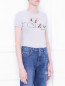 Трикотажная футболка с вышивкой Love Moschino  –  МодельВерхНиз