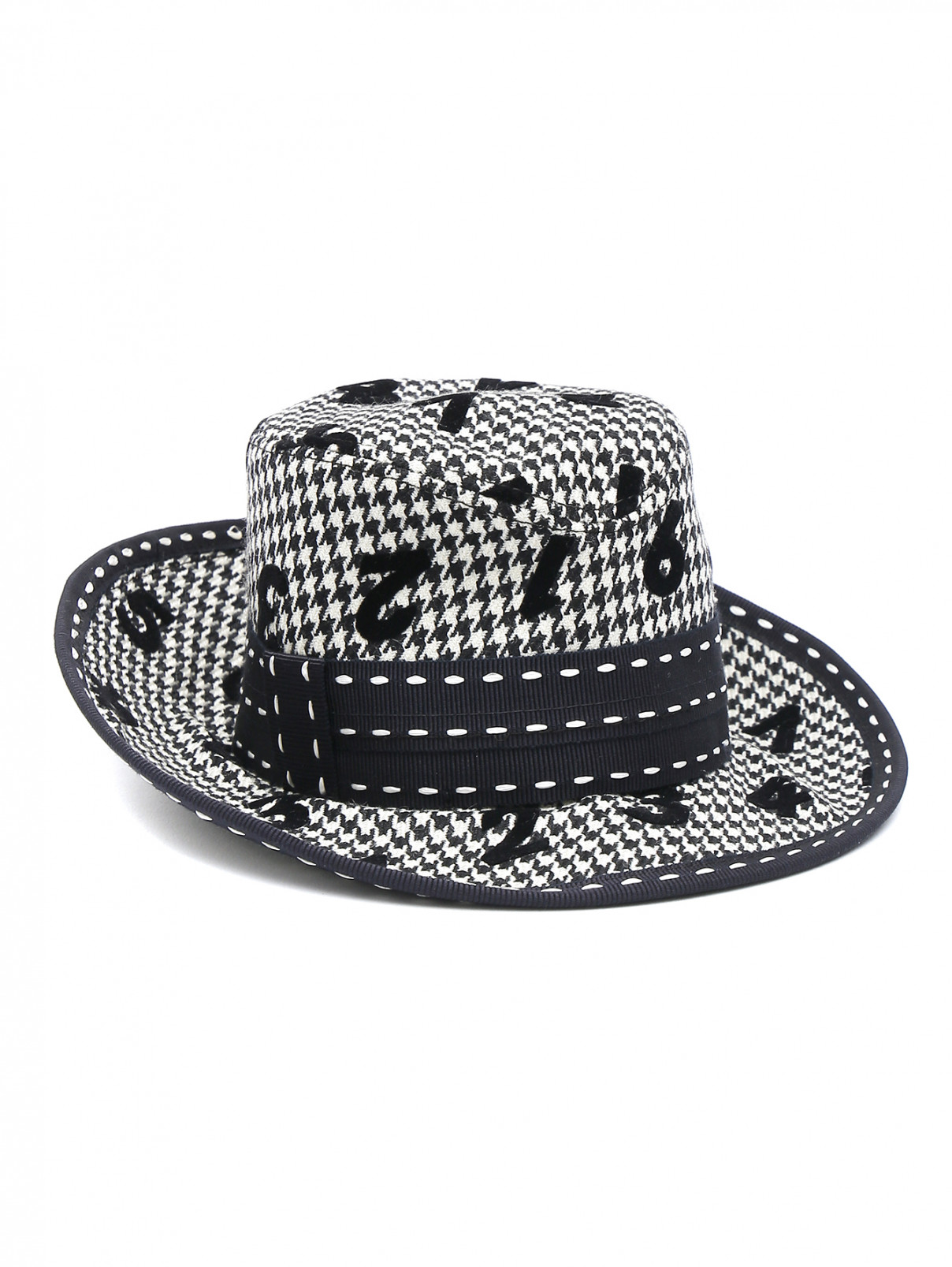 Мини-шляпа из шерсти с узором Moschino  –  Общий вид  – Цвет:  Узор