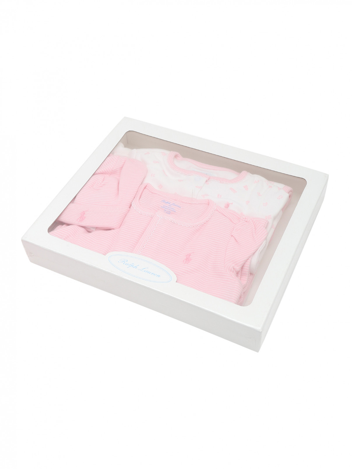 Подарочный набор: плед, боди, распашонка и шапочка Ralph Lauren  –  Общий вид  – Цвет:  Розовый