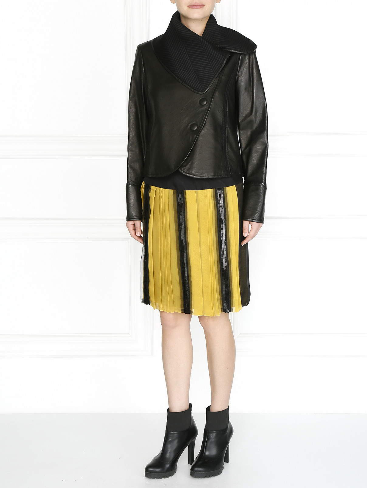 Шелковая юбка, декорированная пайетками Philosophy di Alberta Ferretti  –  Модель Общий вид  – Цвет:  Черный