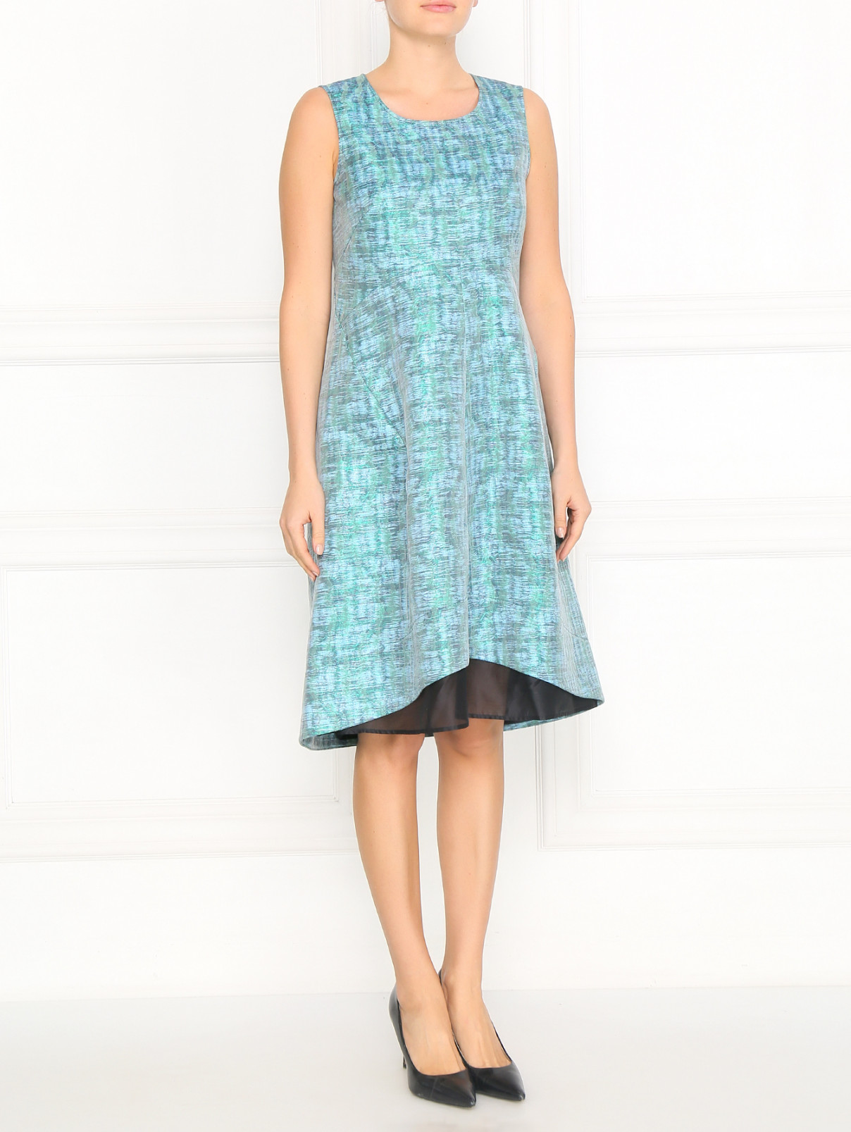 Платье свободного фасона с узором Jil Sander  –  Модель Общий вид  – Цвет:  Синий