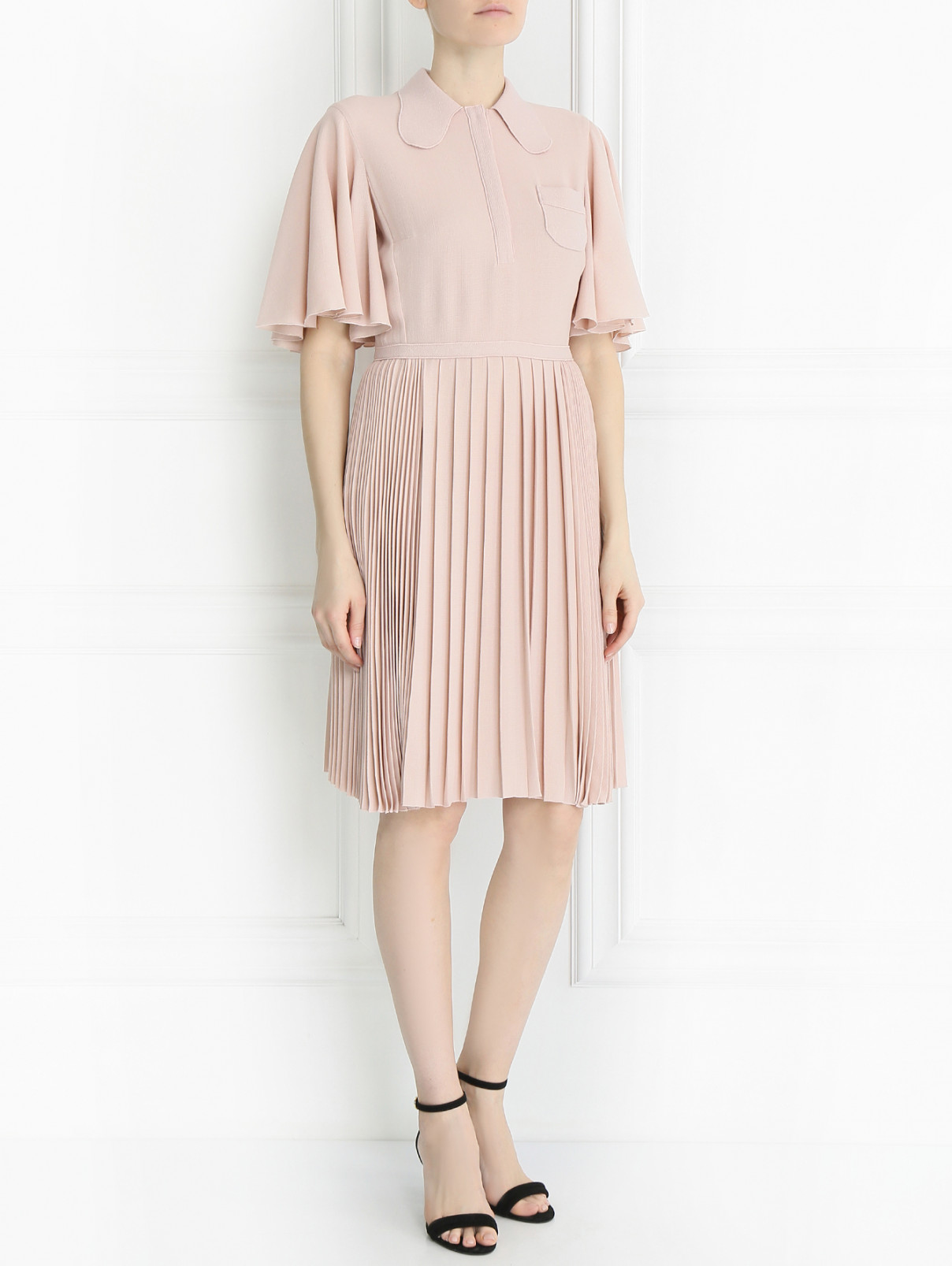 Платье из смешанной шерсти Giambattista Valli  –  Модель Общий вид  – Цвет:  Розовый