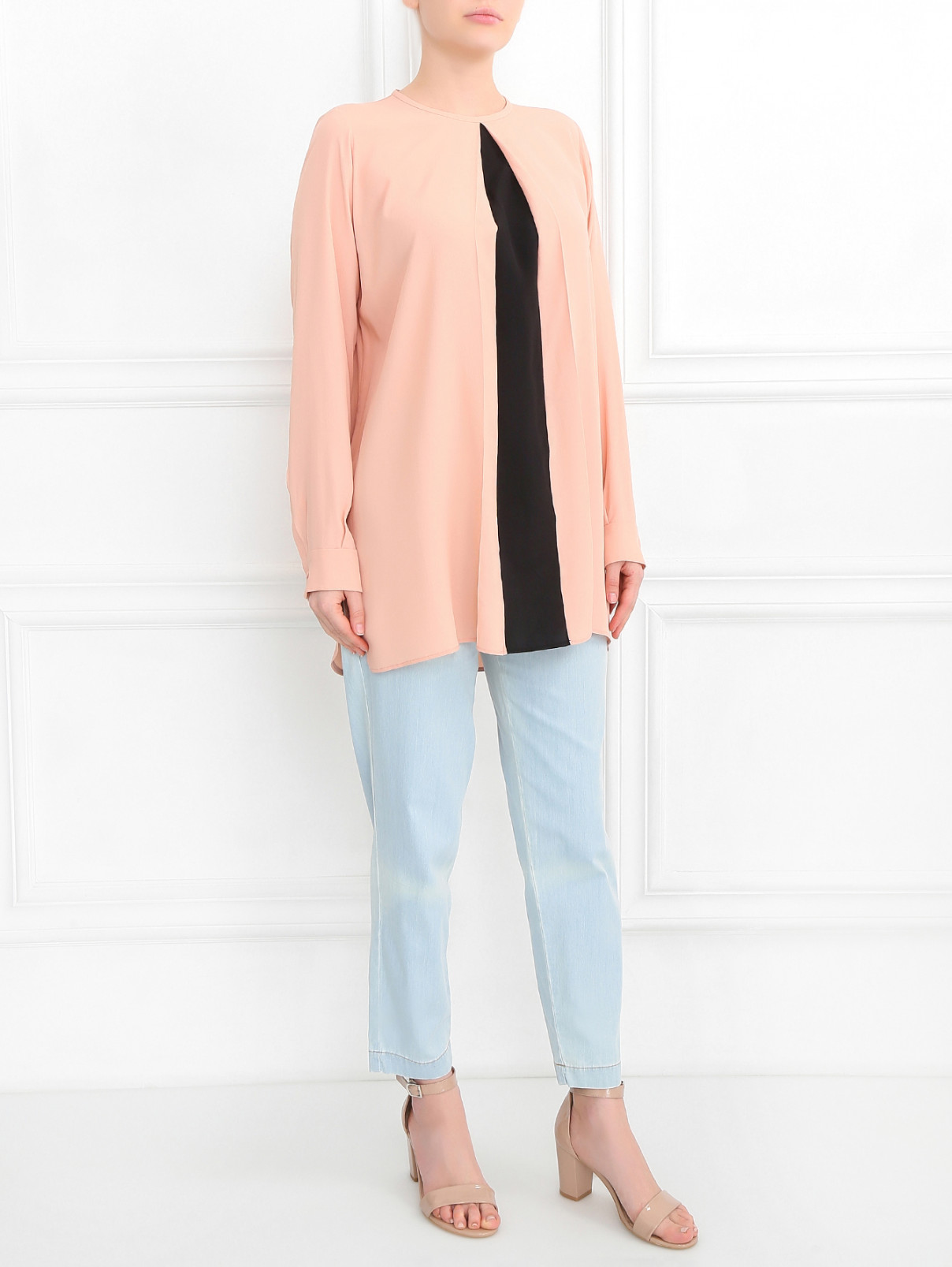 Удлиненная блуза с контрастной вставкой Iceberg  –  Модель Общий вид  – Цвет:  Розовый