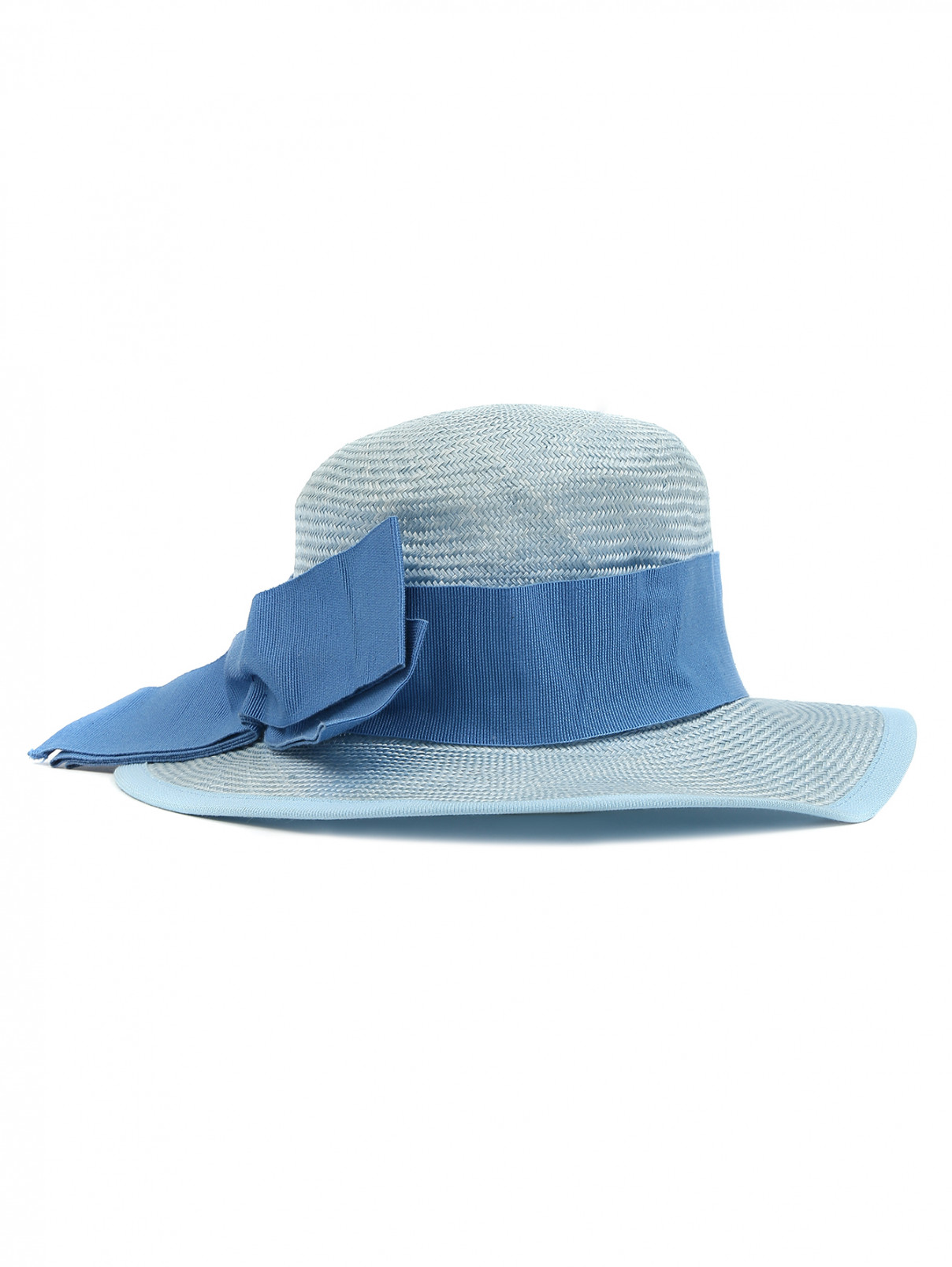Шляпа из цветной соломы с бантиком MiMiSol  –  Общий вид  – Цвет:  Синий