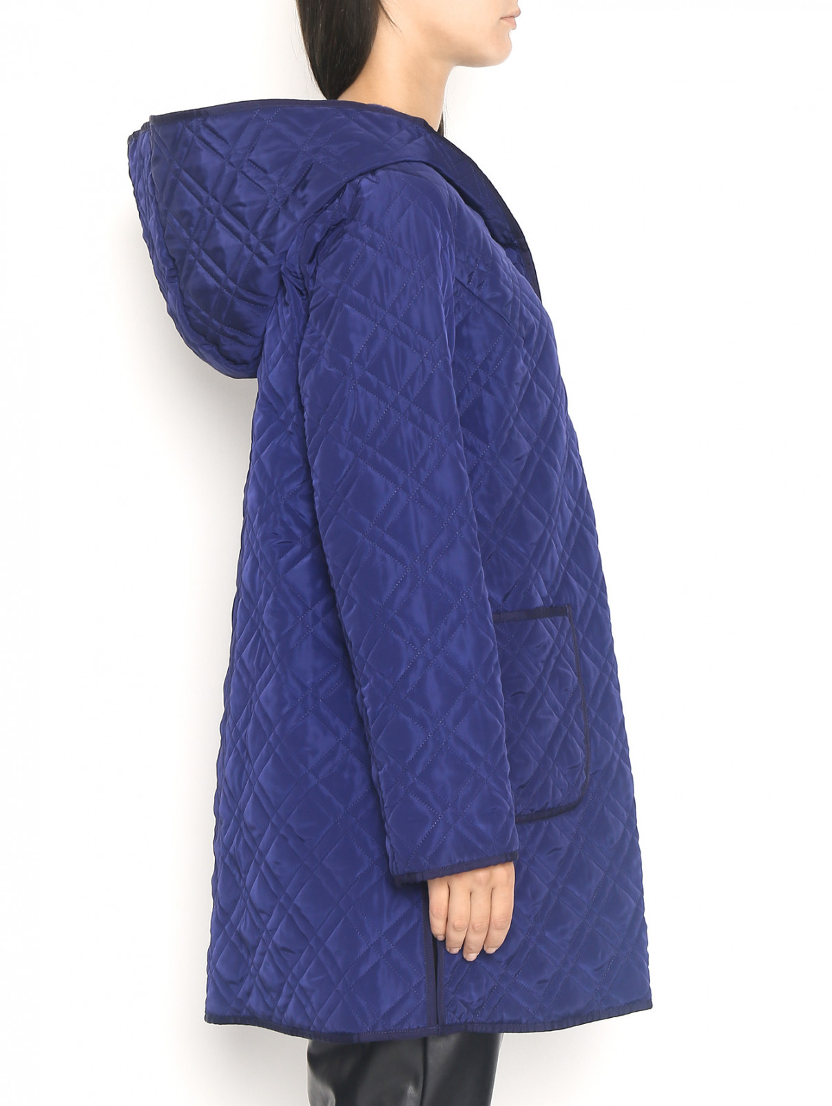 Стеганая куртка с капюшоном и карманами Persona by Marina Rinaldi  –  МодельВерхНиз2  – Цвет:  Синий