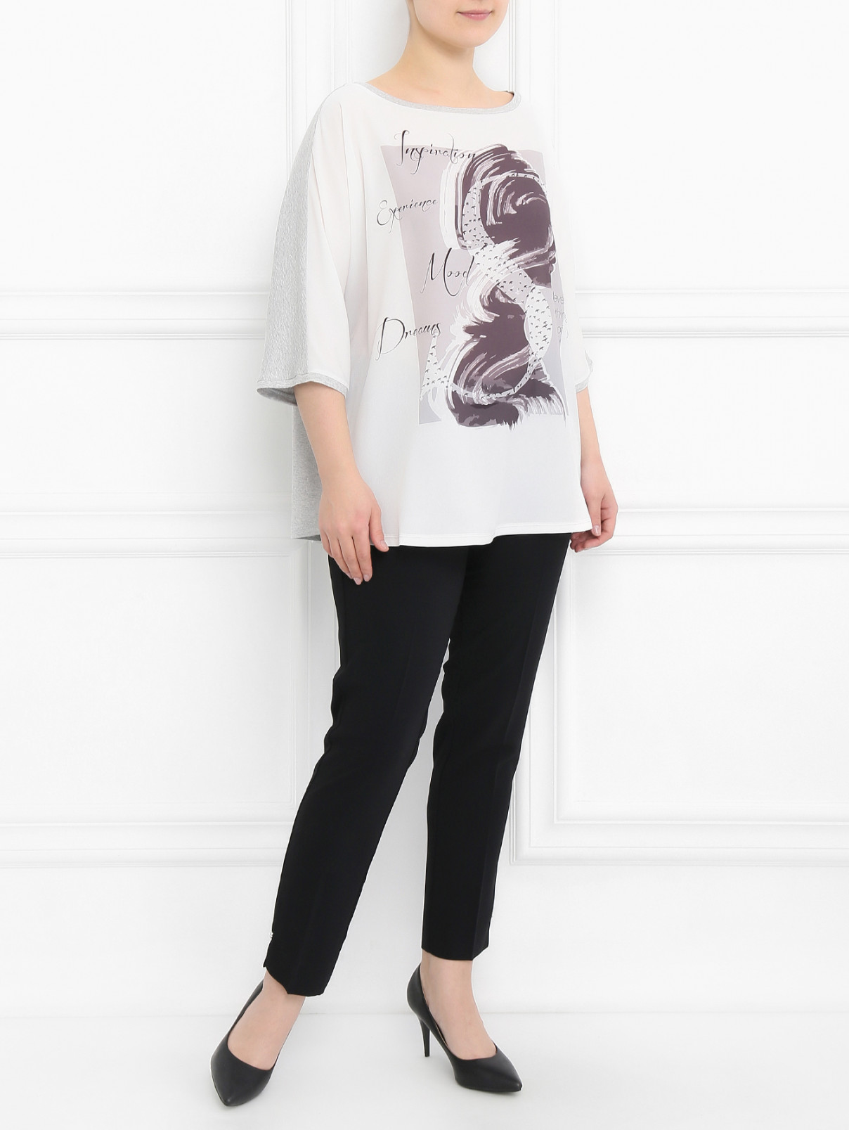 Укороченные брюки прямого кроя Marina Rinaldi  –  Модель Общий вид  – Цвет:  Черный
