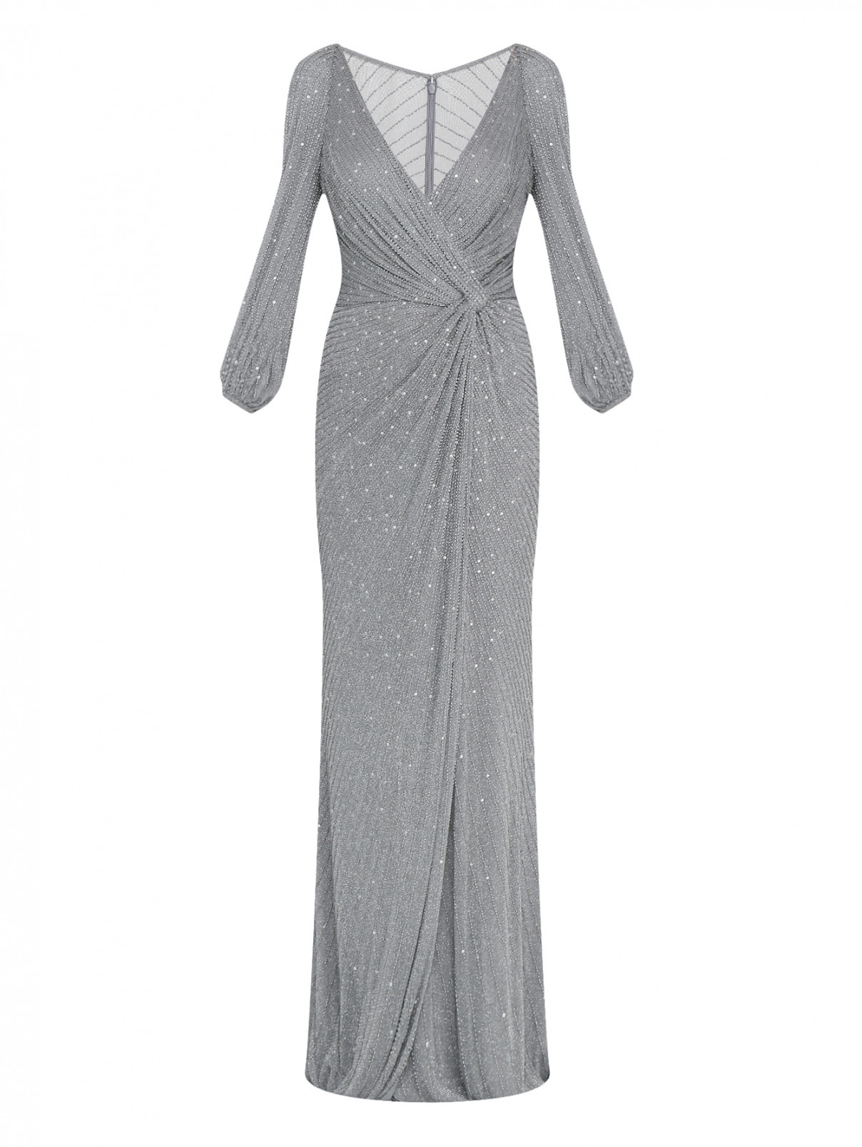 Платье-макси декорированное бисером и пайетками Rosa Clara  –  Общий вид  – Цвет:  Серый