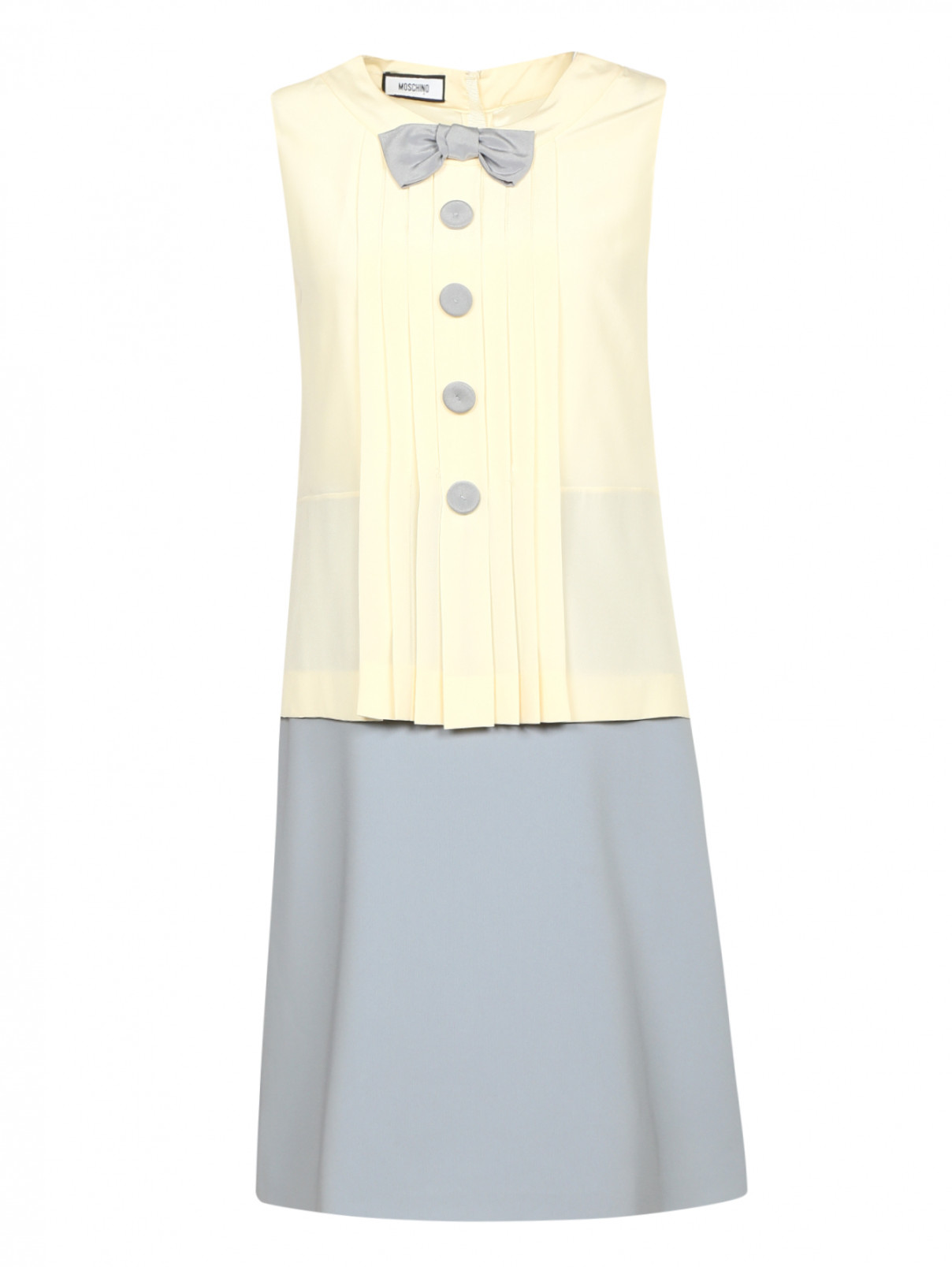 Платье-футляр с декоративным бантом Moschino  –  Общий вид  – Цвет:  Белый