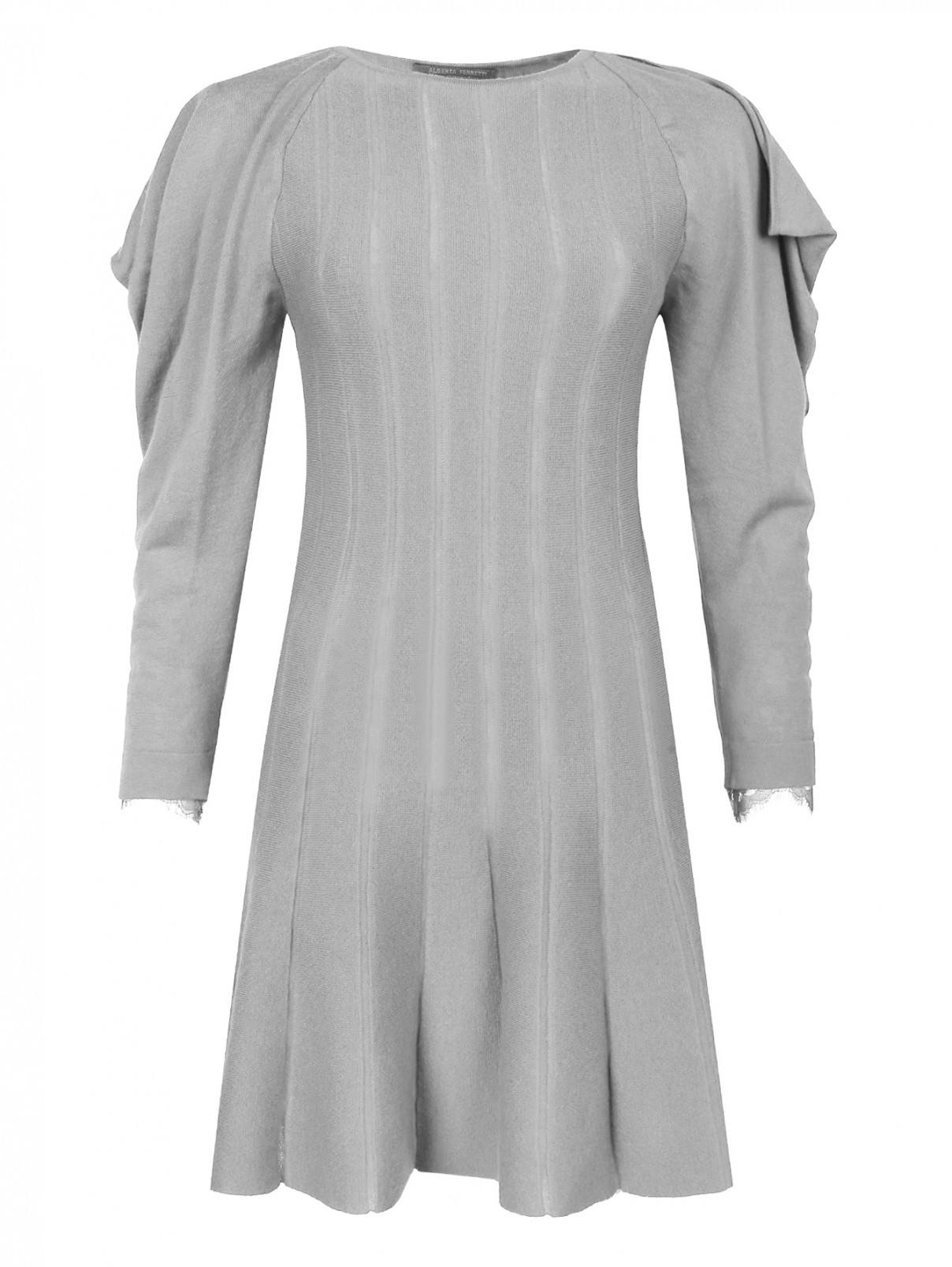 Платье из шерсти с объемными рукавами Alberta Ferretti  –  Общий вид  – Цвет:  Серый