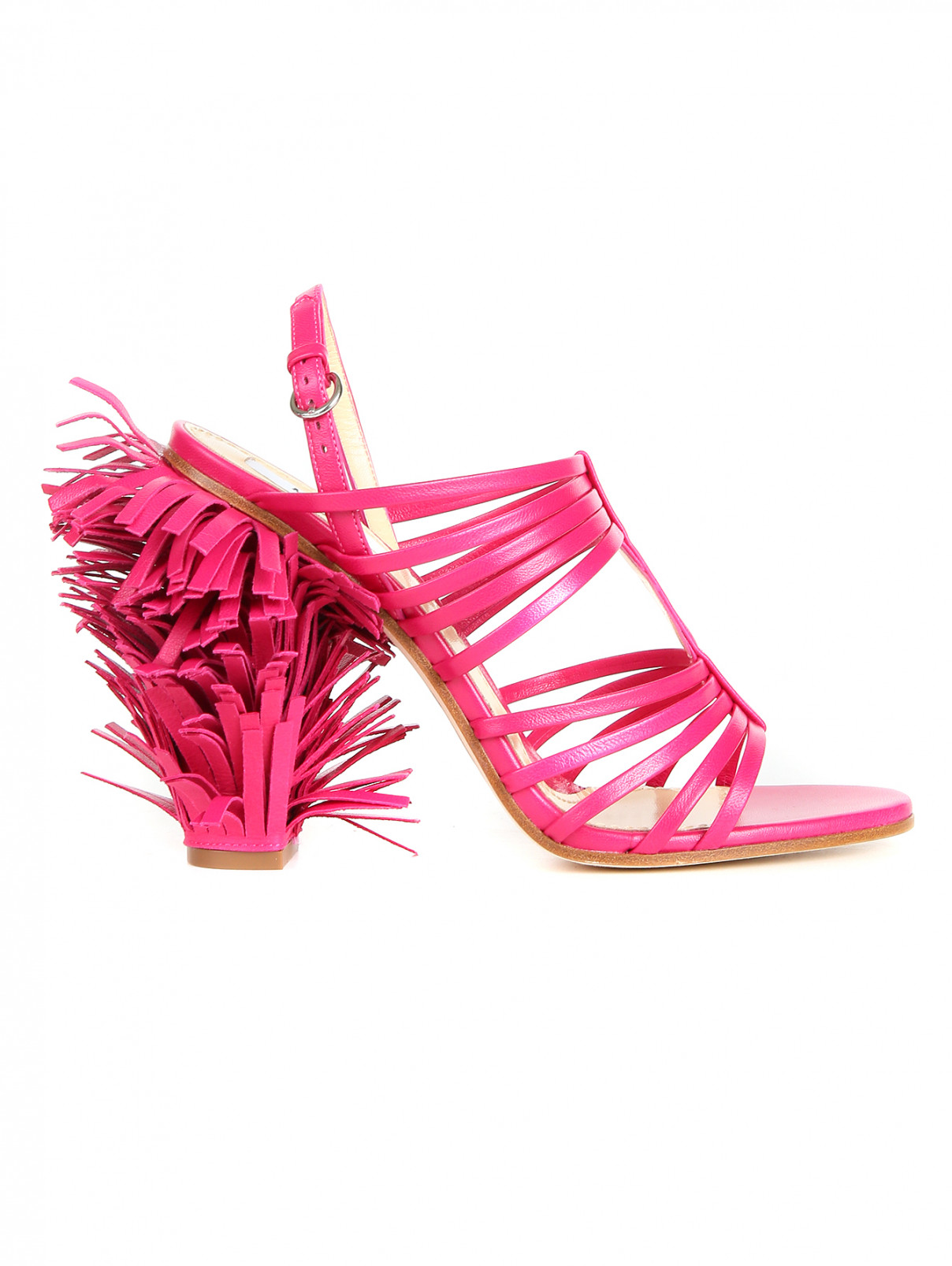 Босоножки из кожи с бахромой на каблуке Moschino Couture  –  Обтравка1  – Цвет:  Фиолетовый
