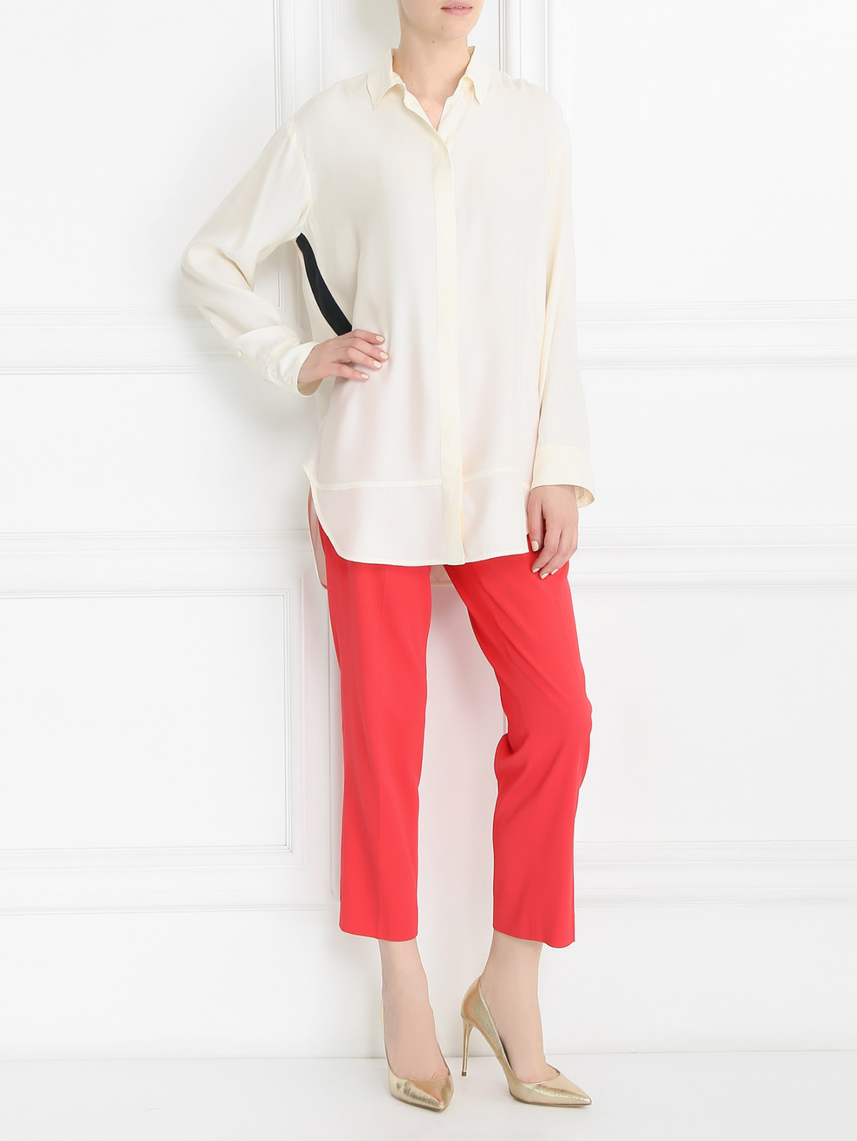 Укороченные брюки со стрелками Versace Collection  –  Модель Общий вид  – Цвет:  Красный
