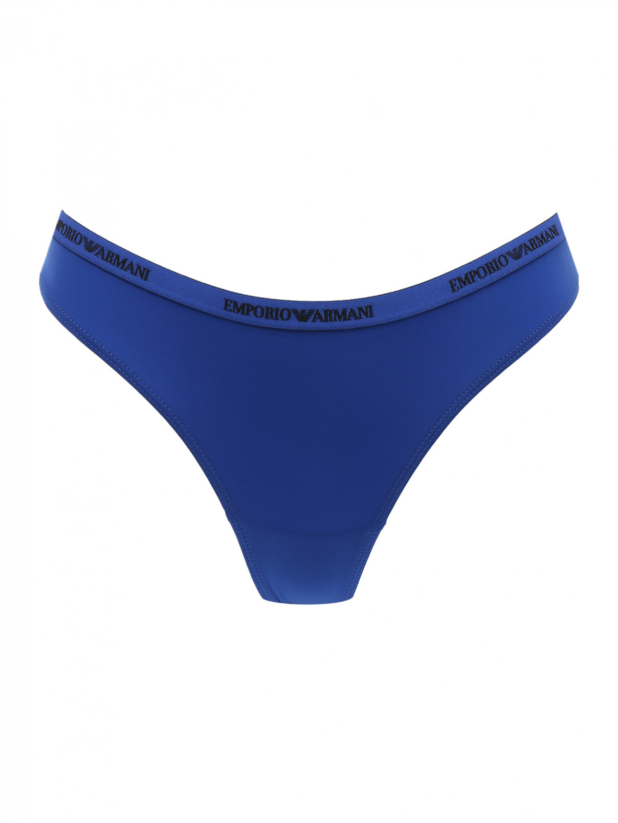 Трусы-стринг с контрастной отделкой Emporio Armani  –  Общий вид  – Цвет:  Синий