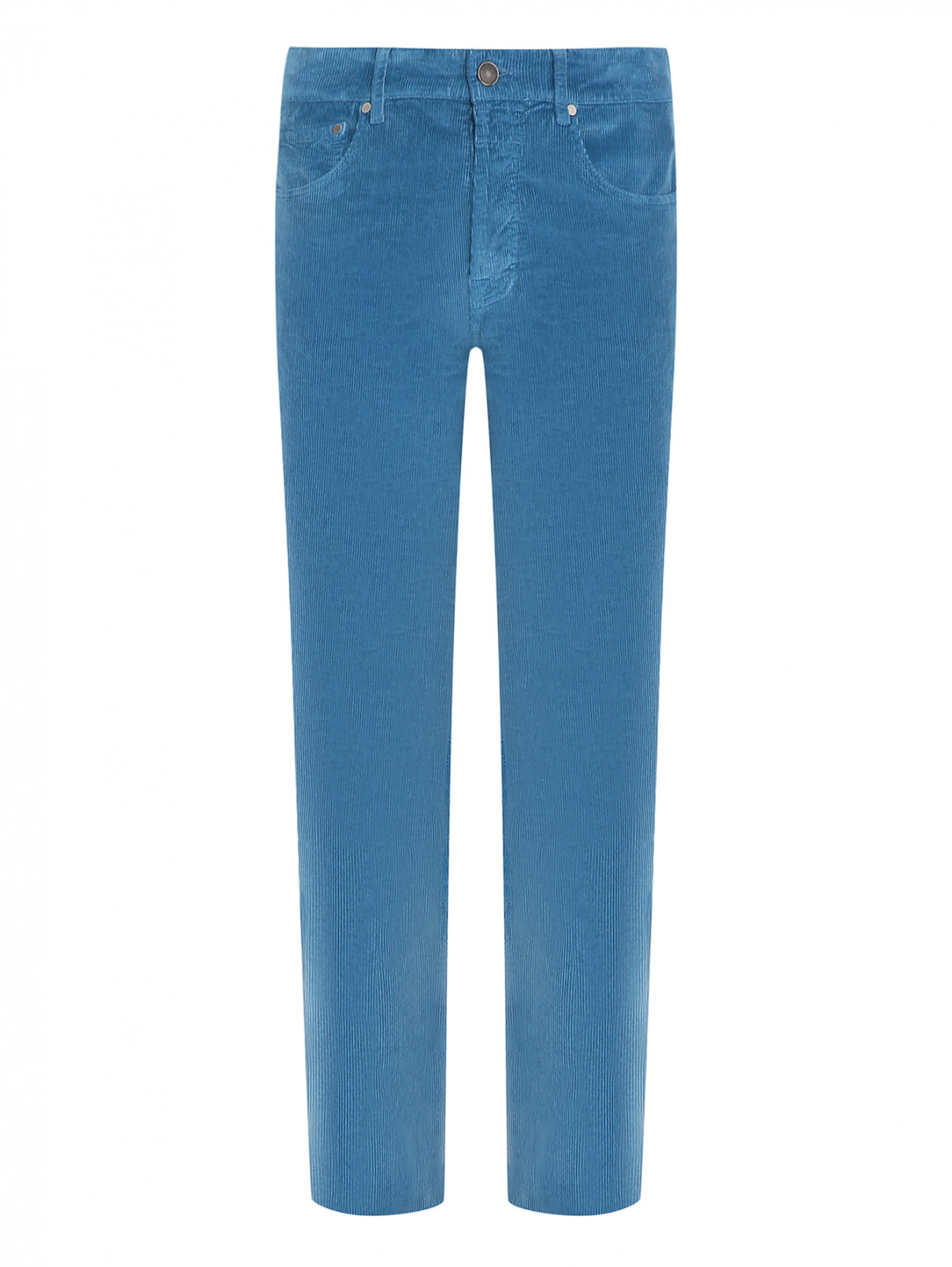 Вельветовые брюки из смешанного хлопка LARDINI  –  Общий вид  – Цвет:  Синий