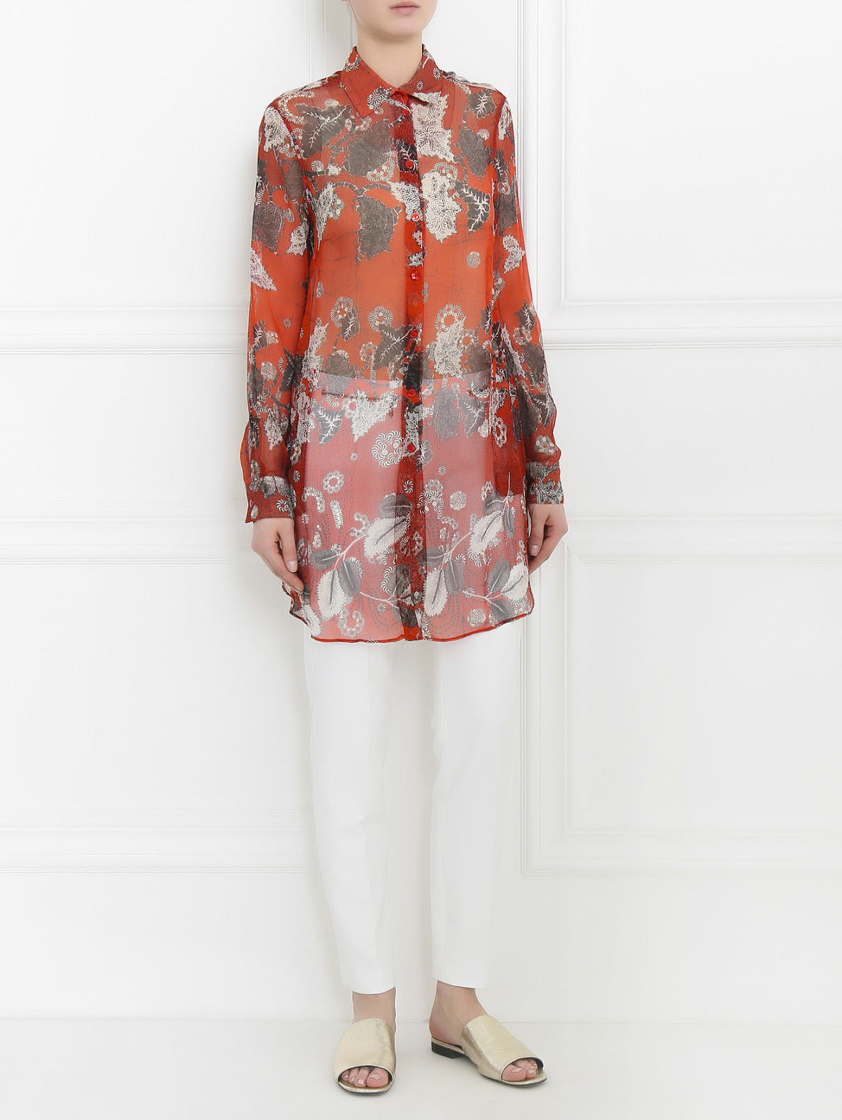 Блуза из шелка с узором Jean Paul Gaultier  –  Модель Общий вид  – Цвет:  Узор