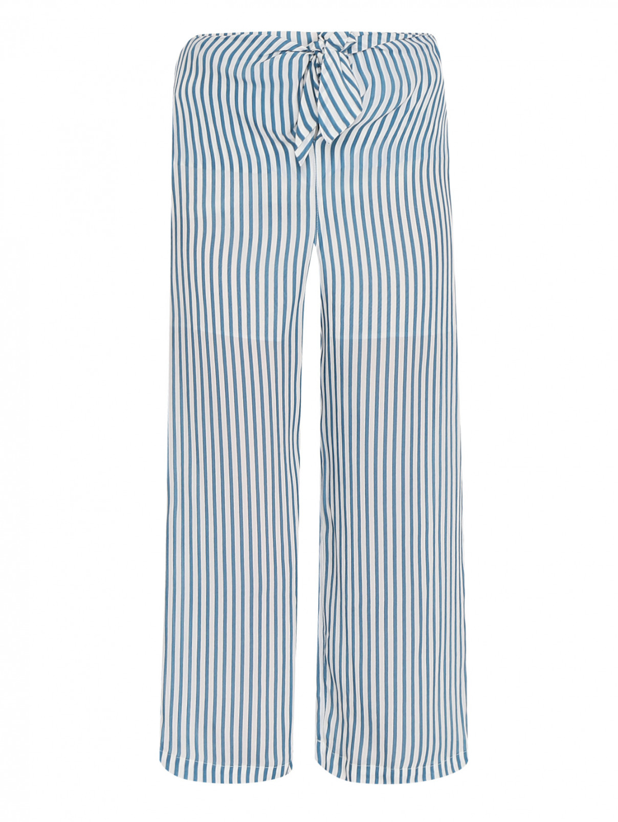 Укороченные брюки с узором полоска PennyBlack  –  Общий вид  – Цвет:  Синий